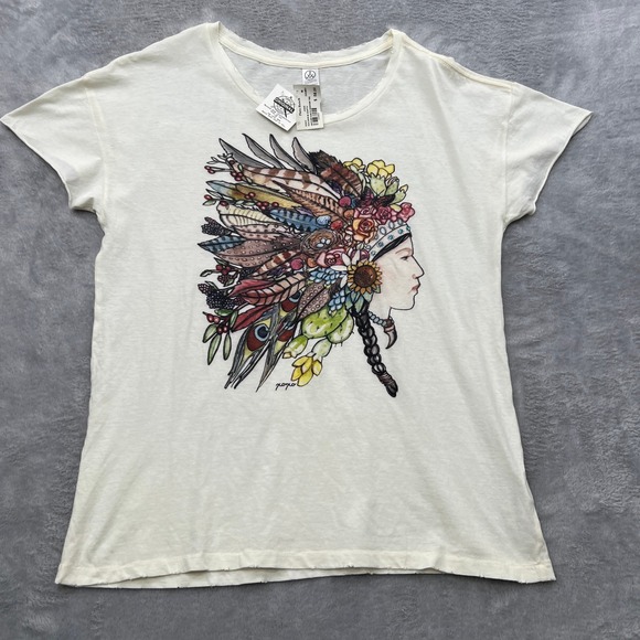 Alternative Apparel Tops - Alternative Apparel Mother Earth Rocker Tee Size M Ivory Womens Boho Graphic Top